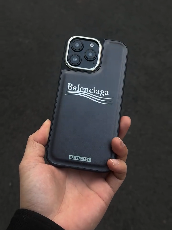 巴黎世家皮質磨砂全包手機殼